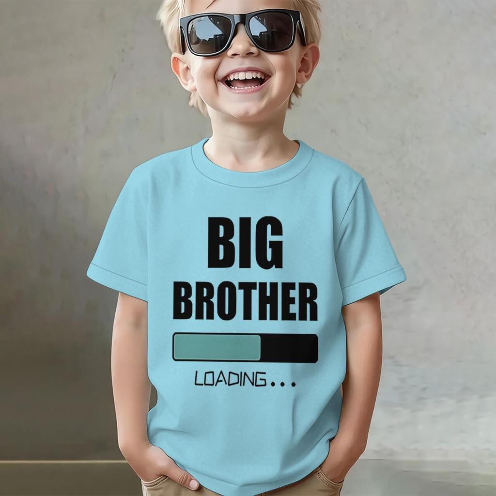 Big Brother Loading Tshirt Kids Short Sleeve Fashion Casual Top New Sibling Gift Big Brother Kids Clothes Cotton Tops