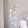 Crystals Suncatcher, Hanging Moon Sun Catcher with Glass Prisms for Windows, Healing Crystal Decor for Home, Gift for Christmas Birthday Valentine