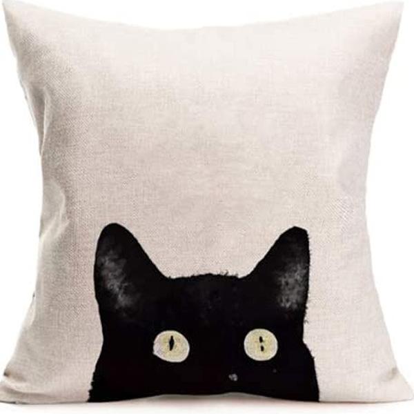 Kitten Gift Pillowcase Cute Pet Printed Linen Pillow Cushion Cover Bedside Living Room