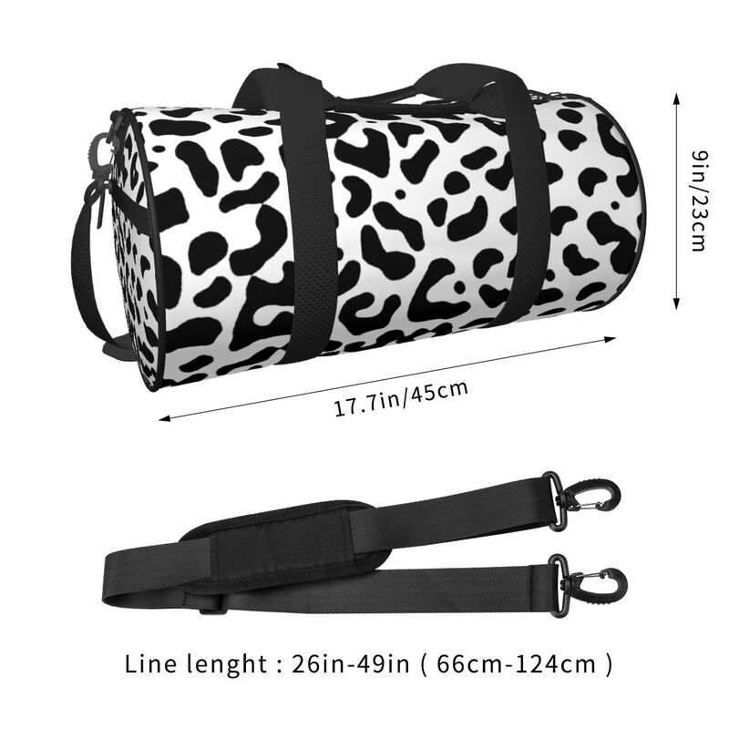 Witte Luipaard Ronde Reistassen voor Mannen Vrouwen Opvouwbare Bagage Tas Sport Gym Yoga Tas met Schoencompartiment Natte Zak