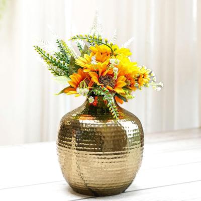 Vase Métal Martelé Forme Bourgeon Ronde pour Décoration Intérieure Décoratifs pour Salon Intérieur Extérieur Balcon |