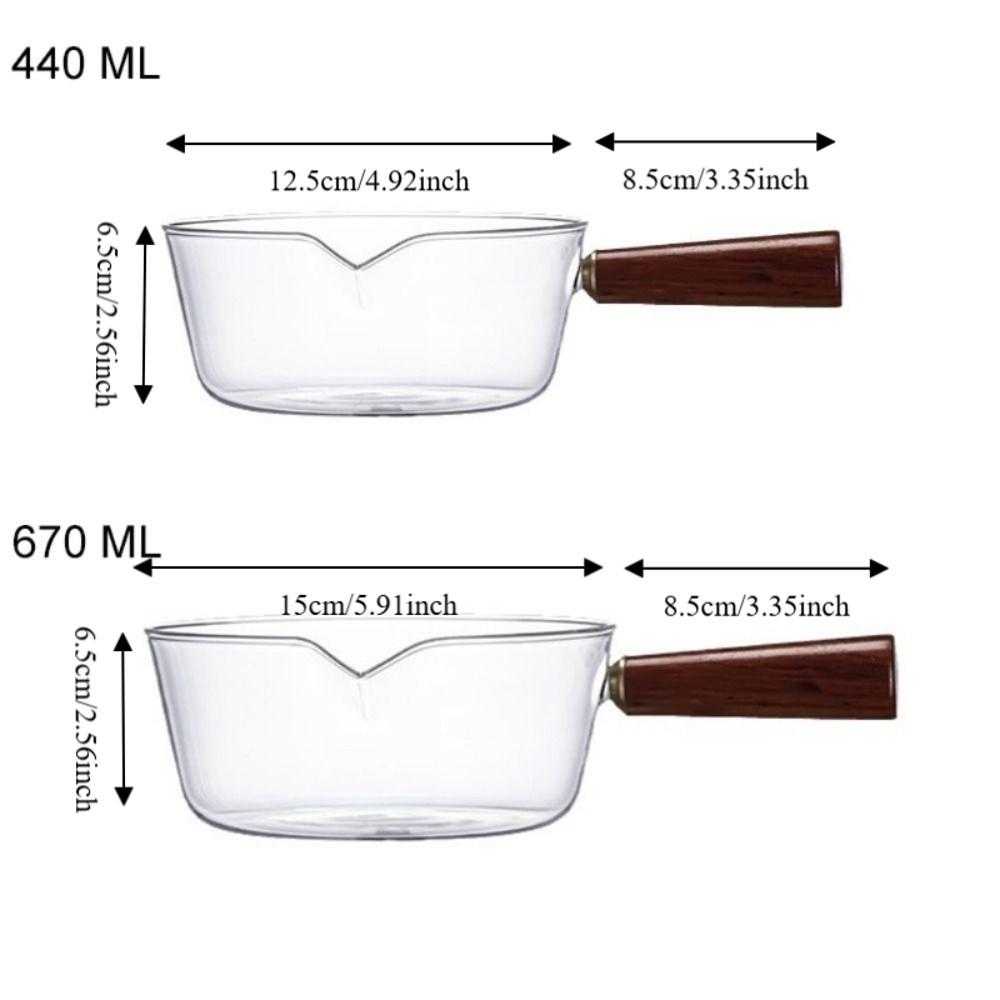 Wood Handle Saucepan Transparent Noodle Pot Salad Bowl Glass Milk Pot  Dormitory
