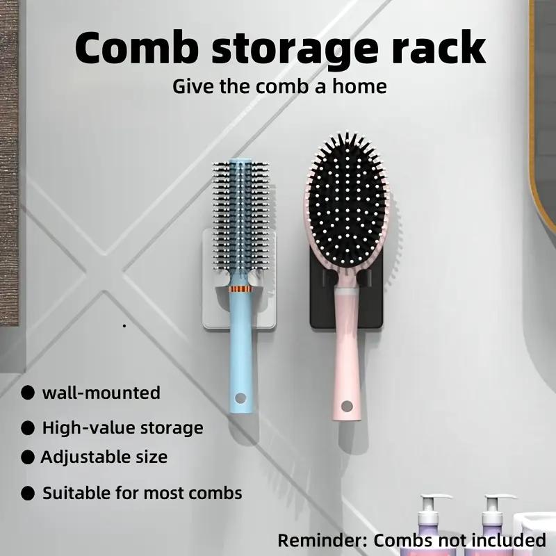 1PCS Punch-free Curly Hair Comb Storage Rack Light Luxury Bathroom Wash Basin Bathroom Wall-mounted Storage Air Cushion Comb Artifact