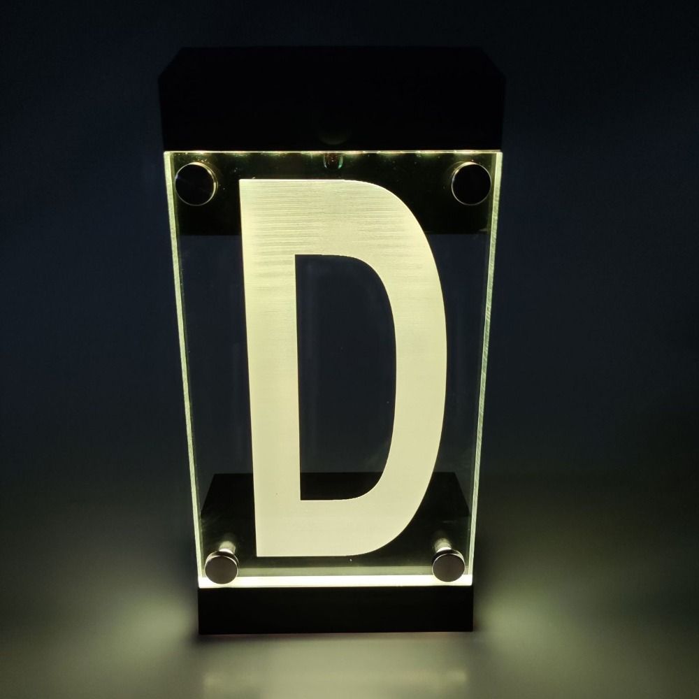 3D Acrylic Solar Powered House Number Sign Outdoor Address Plaque Lamp Home Driveway
