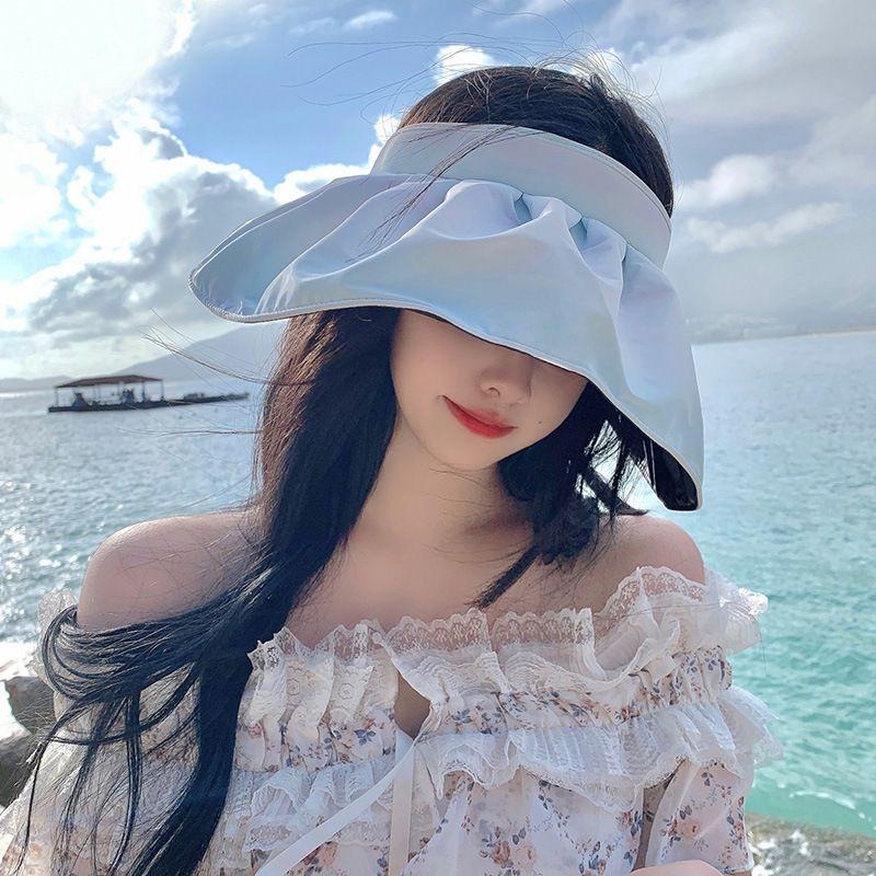 

Виниловая шляпа от солнца Женская шляпа от солнца с защитой от УФ-лучей Велосипедная шляпа от солнца с открытым верхом Летний чепчик в форме ракушки Женская легкая [Gradient Rainbow] Blue All yards