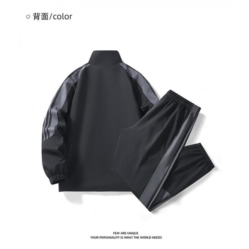 Unisex Striped Colorblock Sportswear Set Stand Collar Zip-Up Jacket Cuffed Pants Casual Two-Piece Outfit