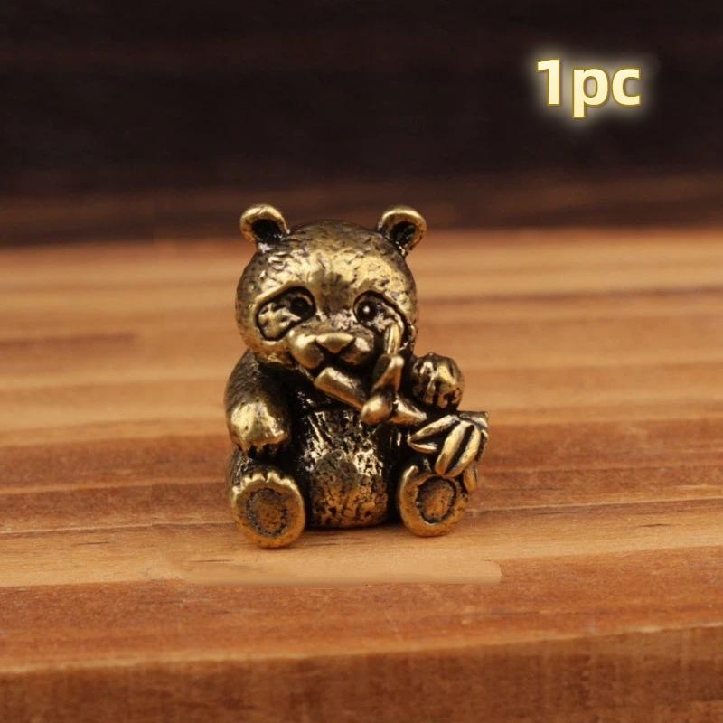 1/2Pcs Brass Panda Statue Tea Pet & Desktop Ornament Panda Figurine Collectible Gift Home Office Decor Copper Crafts