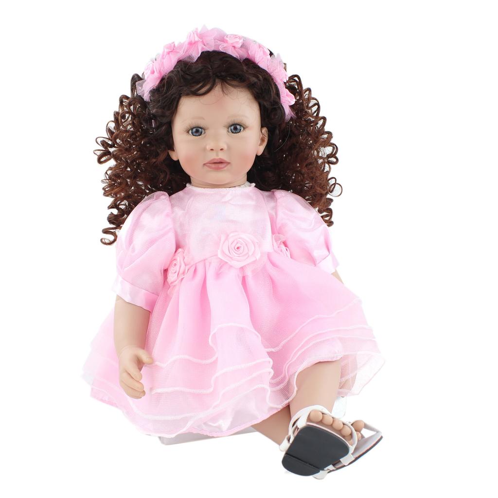 BZDOLL 60 cm Weiche Silikon Reborn Kleinkind Puppe Für Mädchen Tuch Körper Rosa Kleid Prinzessin Baby Schöne Kinder Geburtstag Geschenk spielen Haus Spielzeug