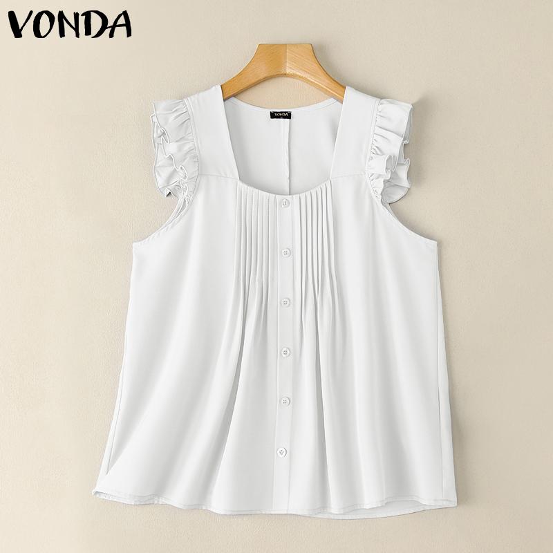 

VONDA Женские летние топы без рукавов с оборками, повседневные, свободного кроя