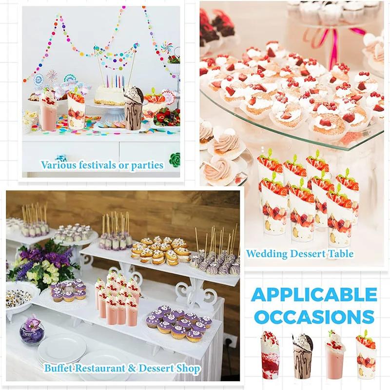 20 STÜCKE 80 ml Kunststoff-Puddingbecher Mousse Eis Dessertbecher Picknick Party Weihnachtsbedarf Passender Löffel Küchengeräte