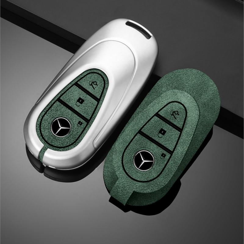 Metal Leather Car Remote Key Case Cover Shell for Mercedes Benz 2022 C S Class W206 W223 S350 C260 C300 S400 S450 S500 Accessory