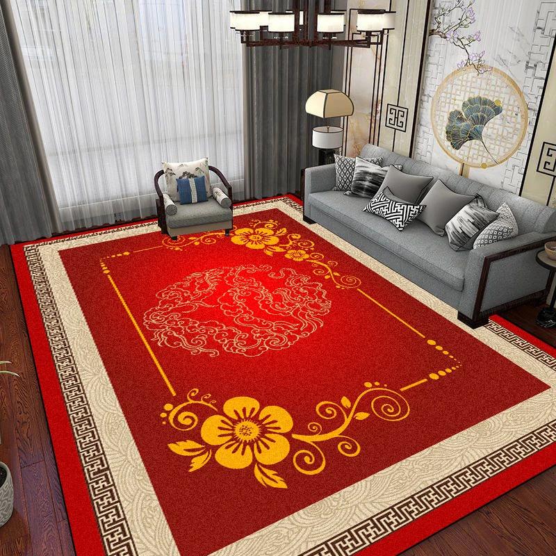Luxury Chinese Style Large Living Room Rugs Coffee Tables Carpets for Bed Room Decor Non-slip Washable Floor Mats Entry Doormat