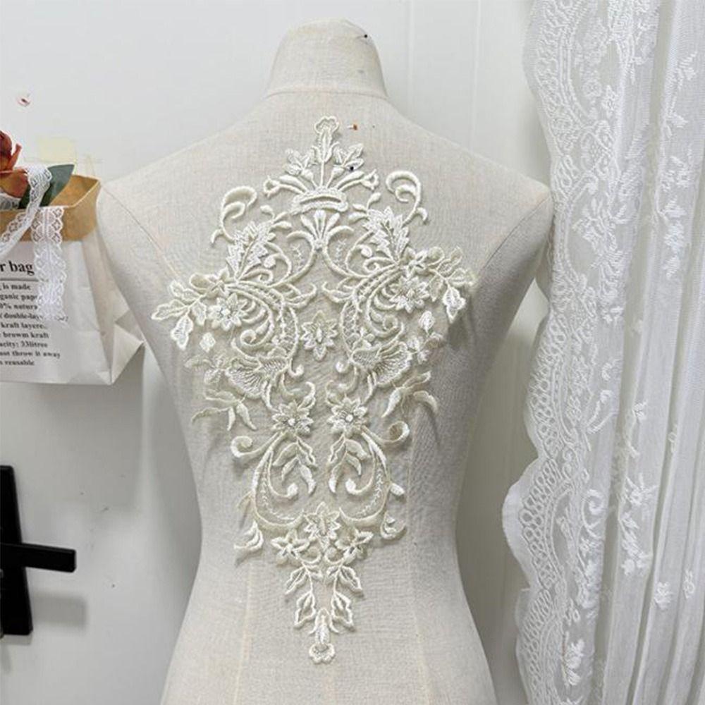 Handmade Flower Embroidery Applique Gorgeous Trim Clothing Accessories Embroidery Flowers Patches Fabric Applique Wedding Dress