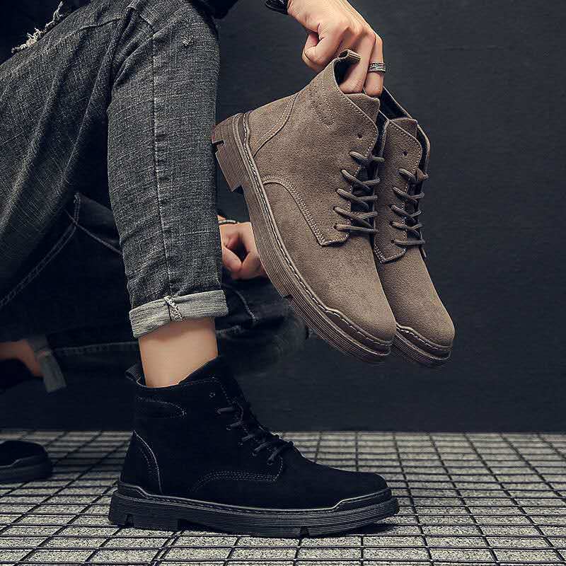 Spring And Autumn New High Quality Leather Boots Male Casual Motorcycle Ankle Boots For Men Lace -Up Basic Tooling Shoes Man