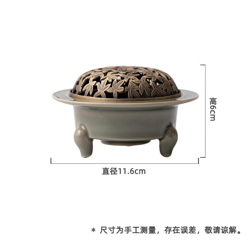 Yue Kiln Celadon Ceramic Tripodia Incense Holder Water Fountain Decoration Incense Burners Consecrate Censer Tea Services Craft
