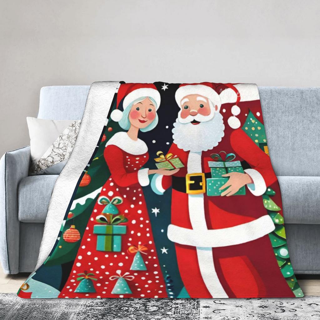 Christmas Santa Claus Super Warm Blanket  Child Plush Bedding Throws Comfortable Home Decor Flannel Bedspread Sofa Bed Cover