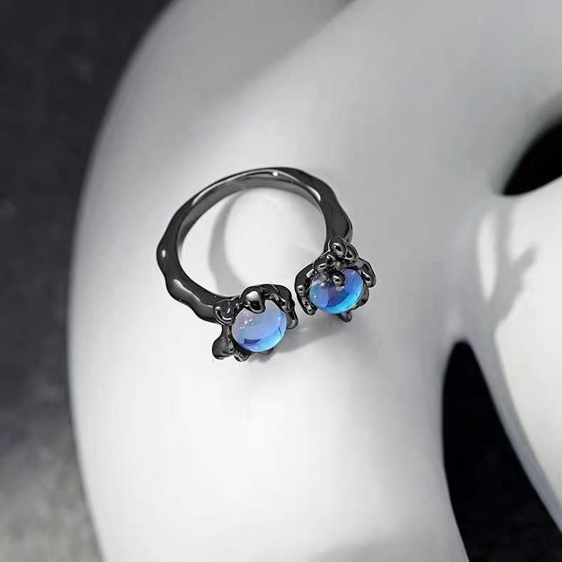 Anello Viso Sorridente Brillantinato Versatile Personalità Carina Divertente Brutto Carino Design di Tendenza di Nicchia Anello Aperto Femminile