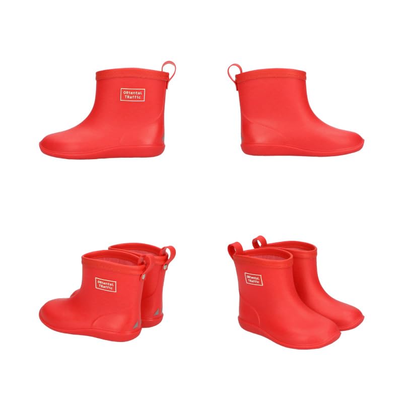 ORiental TRaffic Kids' Rain Boots, Waterproof, Warm, and Lightweight, Short Boots with Reflective Panels for Boys and Girls, Sizes 15-22cm, K-202
