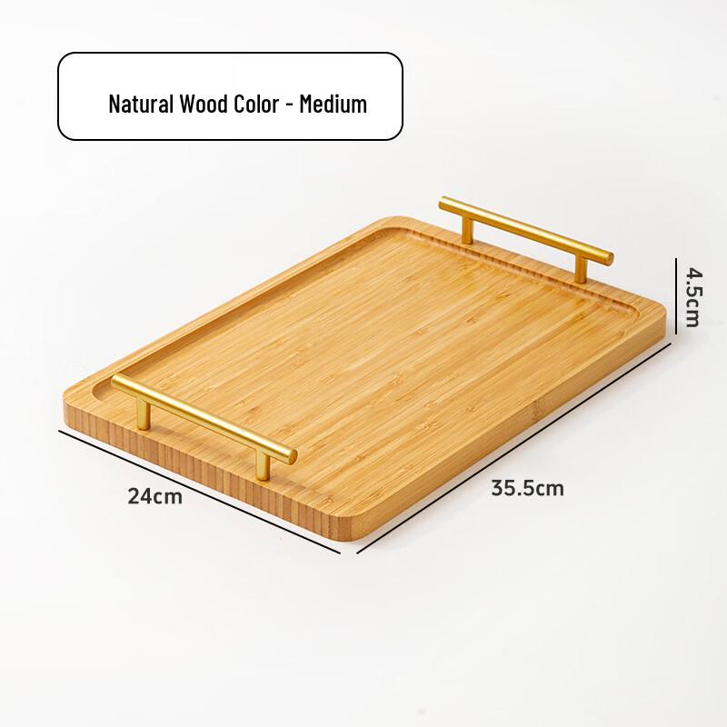 Rectangular Bamboo Serving Tray with Handles