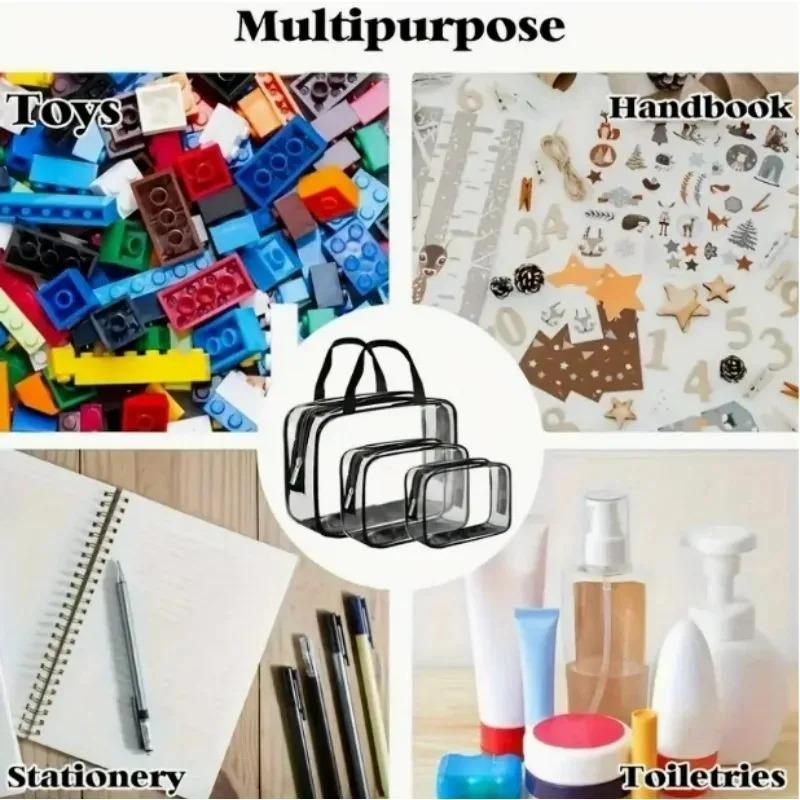 Large Toy Storage Bags Reusable Clear PVC Board Game Pouches Travel Waterproof Organizer Bags for Books Building Blocks Puzzle
