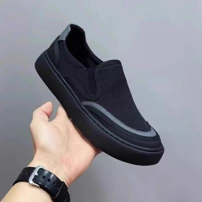 2024 Summer Breathable Versatile Canvas Shoes Men Comfort Non-slip Loafers Thick Bottom Casual Board Shoes Black Work Sneaker