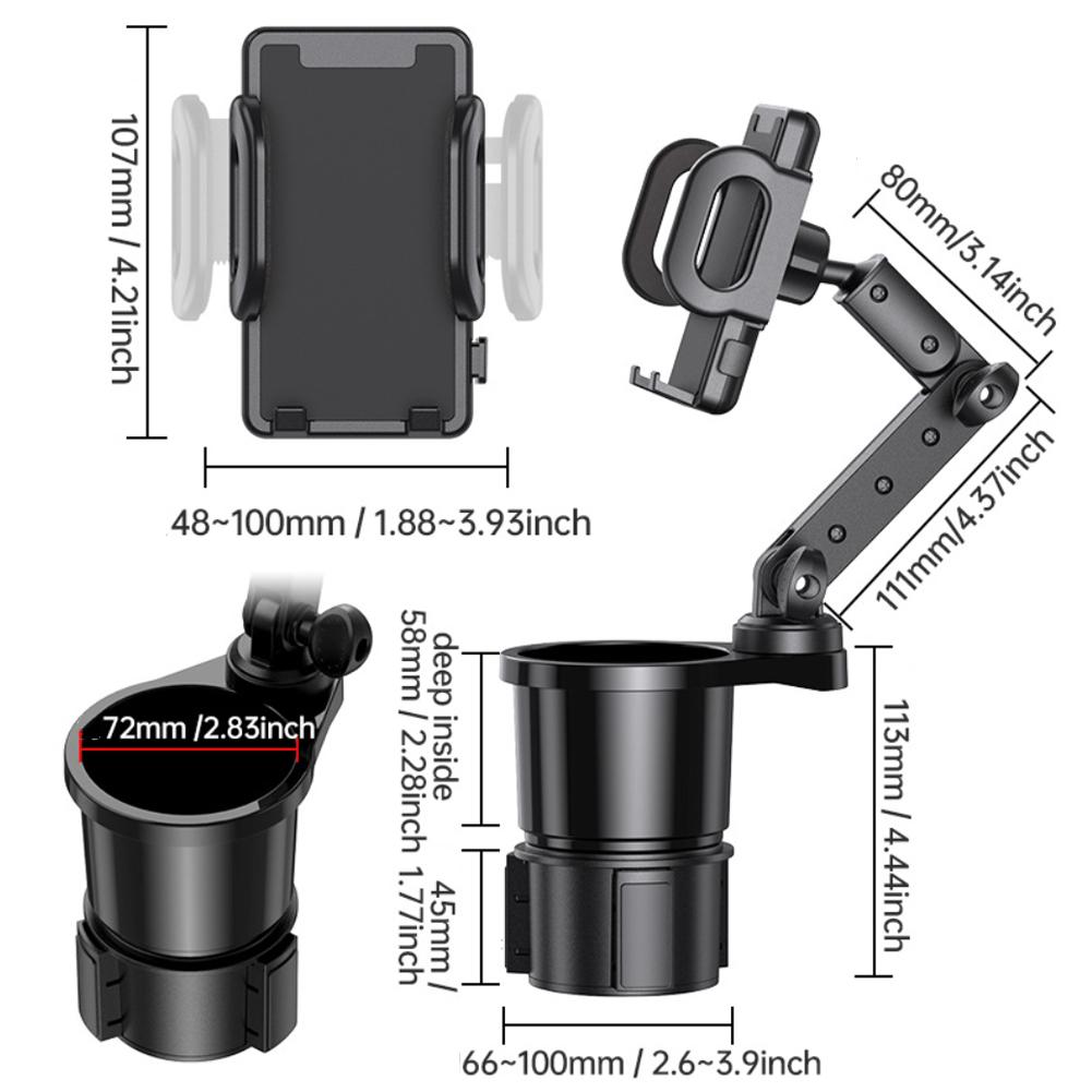 2 In 1 Car Phone Holder Cup Holder Adapter 360 Degree Adjustable Car Cup For Bottle Beverage Auto Interior Accessory
