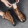 Schnürleder Herren Wanderschuhe Outdoor Trekking Schuhe Neues Herbstdesign Sneaker Rutschfeste Freizeit Lederschuhe Stiefeletten