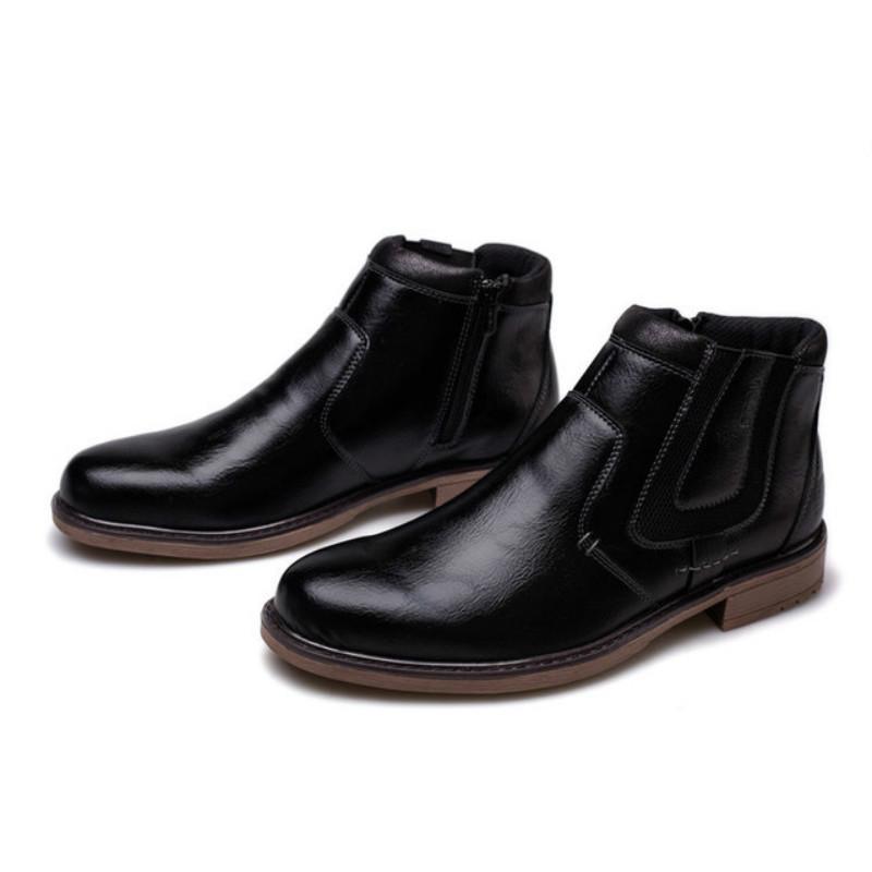 Winter Men's Casual Shoes Ankle Boots Zipper Leather Boots Vintage Martin Boots Winter Shoes Size 39-48