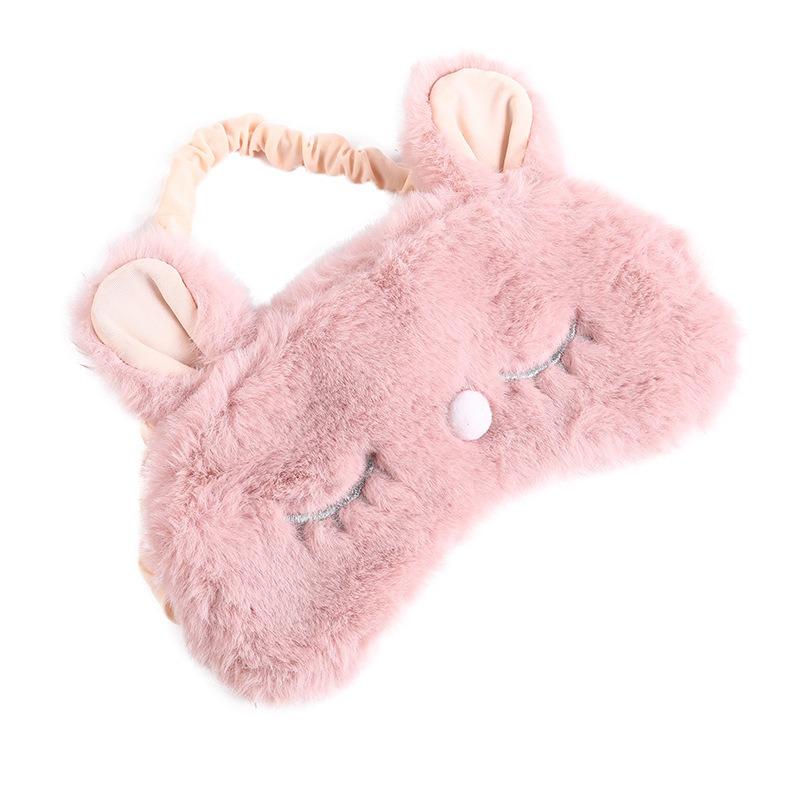 Plush Black Cat Eye Mask Cute Cartoon Bean Paste Rabbit Blackout Sleeping Eye Masks