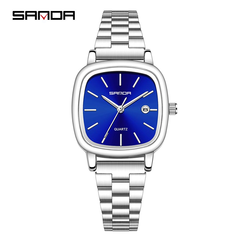 Fashion Square Dial Couple's Wristwatches Men Women Casual Daily Calendar Watch Waterproof Steel Strap Relojs