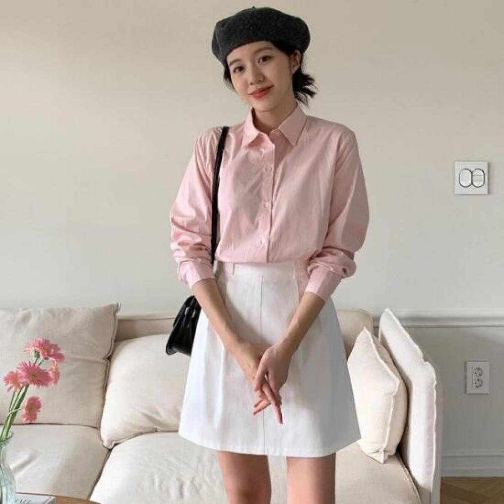 New Arrivals Open Run Women Long Pink Shirt Basic Fit Spring Work Wear Guest