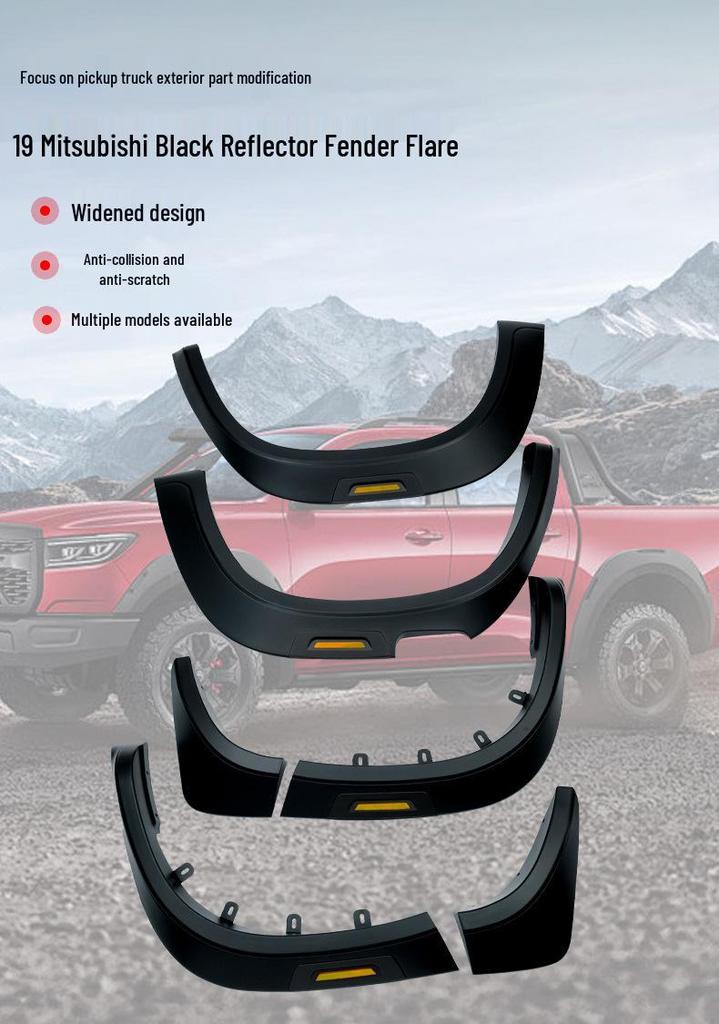 Mitsubishi TRITON L200 2019 Fender Flares Mod with Reflective Strips & Anti-Collision Off-Road Enhancements