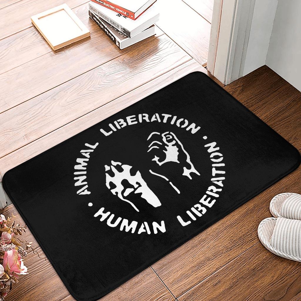 Cute Rainbow Vegan Food Doormat Mat Anti-Slip Plant Based Diet Kitchen Bath Balcony Rug Carpet 40*60cm