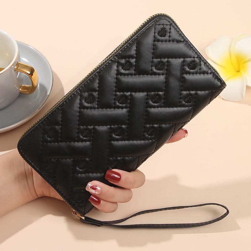 Endaycon Nova Carteira Longa Multifuncional com Zíper Único para Mulheres, Clutch e Porta-Cartões