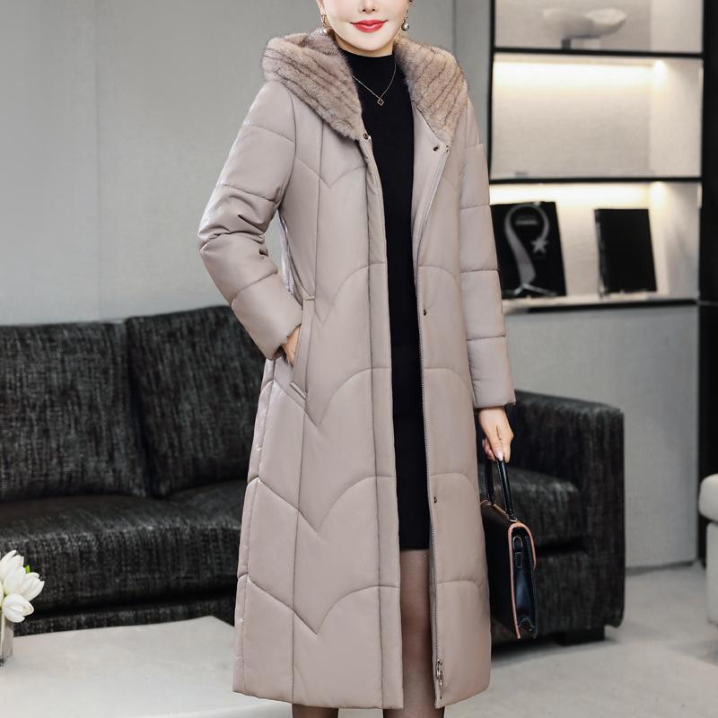 Winter Woman Faux Sheepskin Coats Hooded Elegant Thick Warm Winter Long Parkas Female Leather Jacket