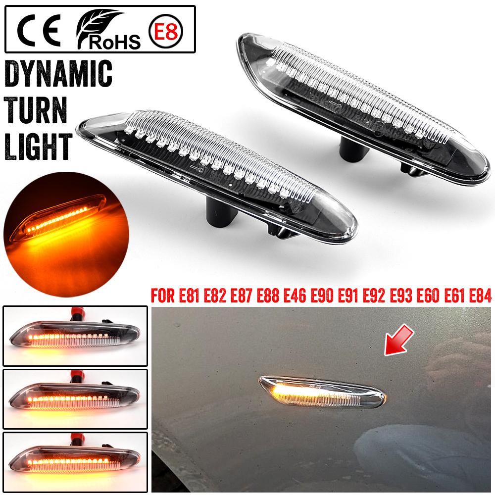 For BMW E90 E91 E92 E93 E60 E87 E82 E46 2Pieces Led Dynamic Side Marker Turn Signal Light  Car Sequential Indicator Blinker Lamp