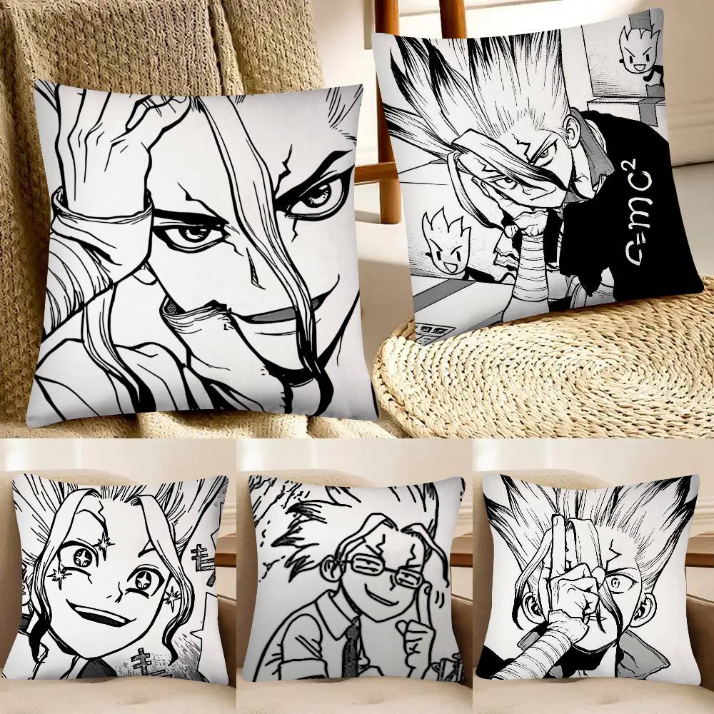 Anime Dr Stone 4 Senku Ishigami Pillow Case Fashion Square Pillowcase Bedroom Sofa Room Ins Decoration Leisure