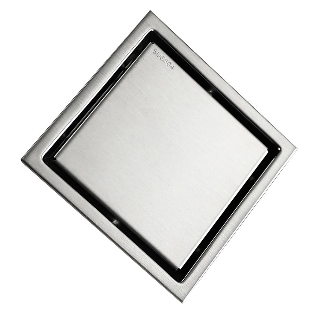 Floor Drain Stainless Steel Rollover Type Brushed Odor Resistant Concealed Waste Grate for Bathroom