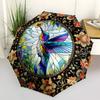 Color Retro HummingbirdThemed Automatic Opening and Closing Umbrella - 8 Ribs, Suitable for Leisure and Going Out, Outdoor Accessory, Gothic