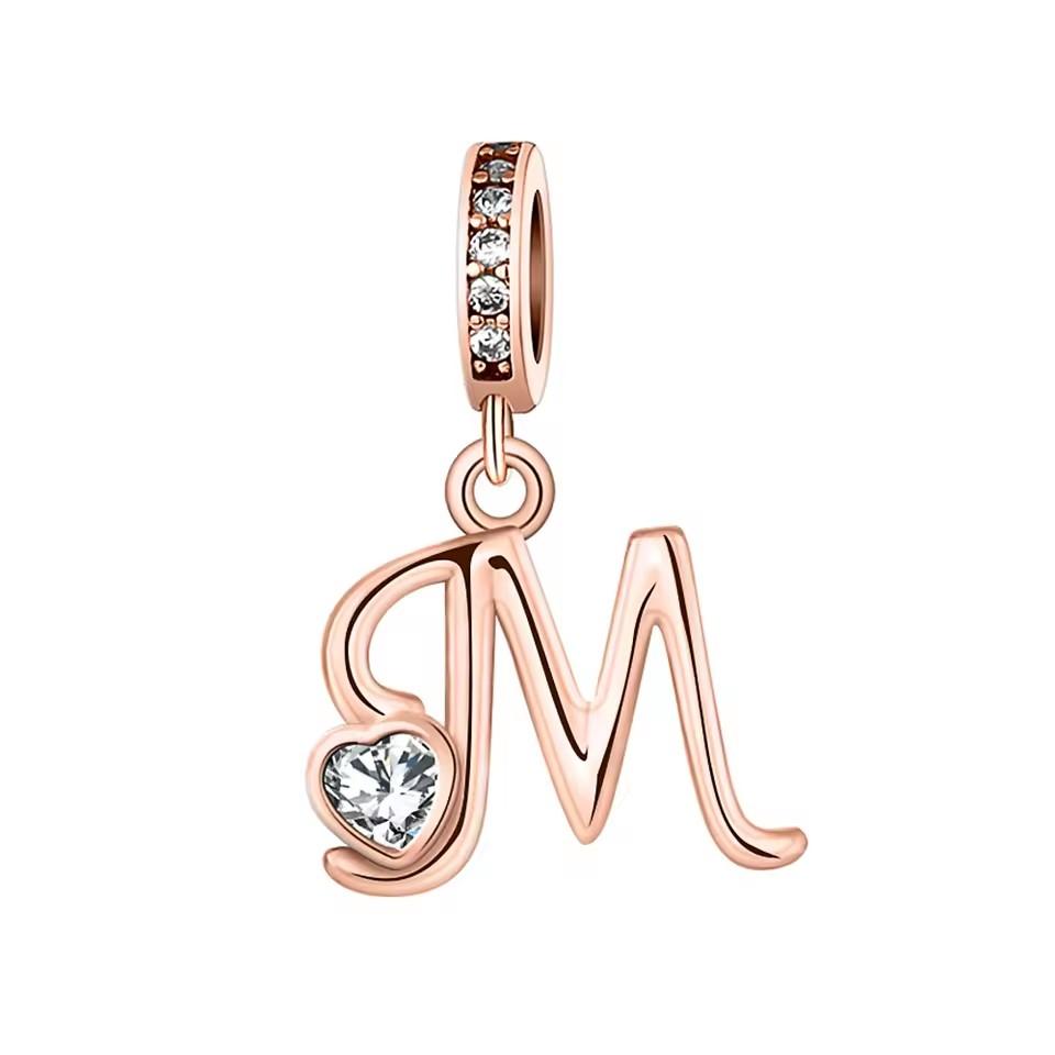New Metal Rose Gold Light Two Tone 26 Letter English Pendant Charm Fit Ideal for Bracelets Necklaces Make your own Accessory Accessories Elegant