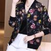 2025 Spring Chiffon Print Cardigan: Long-Sleeved, Loose-Fit Baseball Jacket