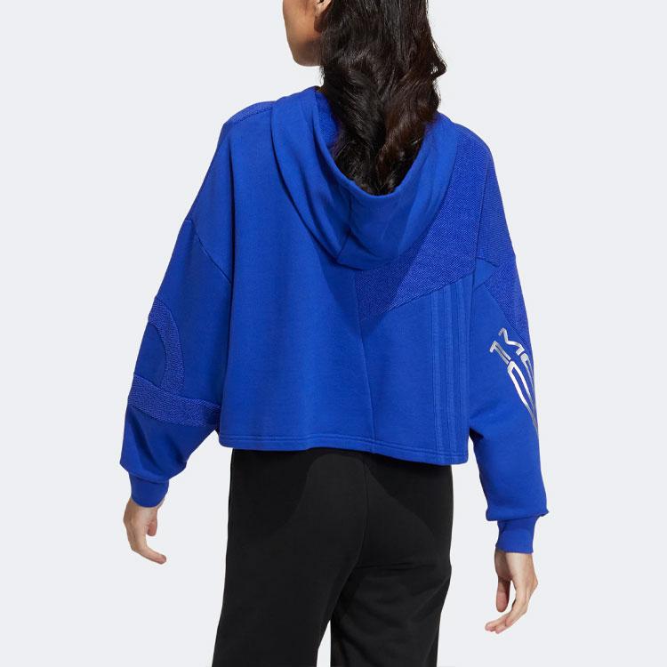 Adidas Neo Alphabet Logo Print Hoodie Women Tops Blue IA6755