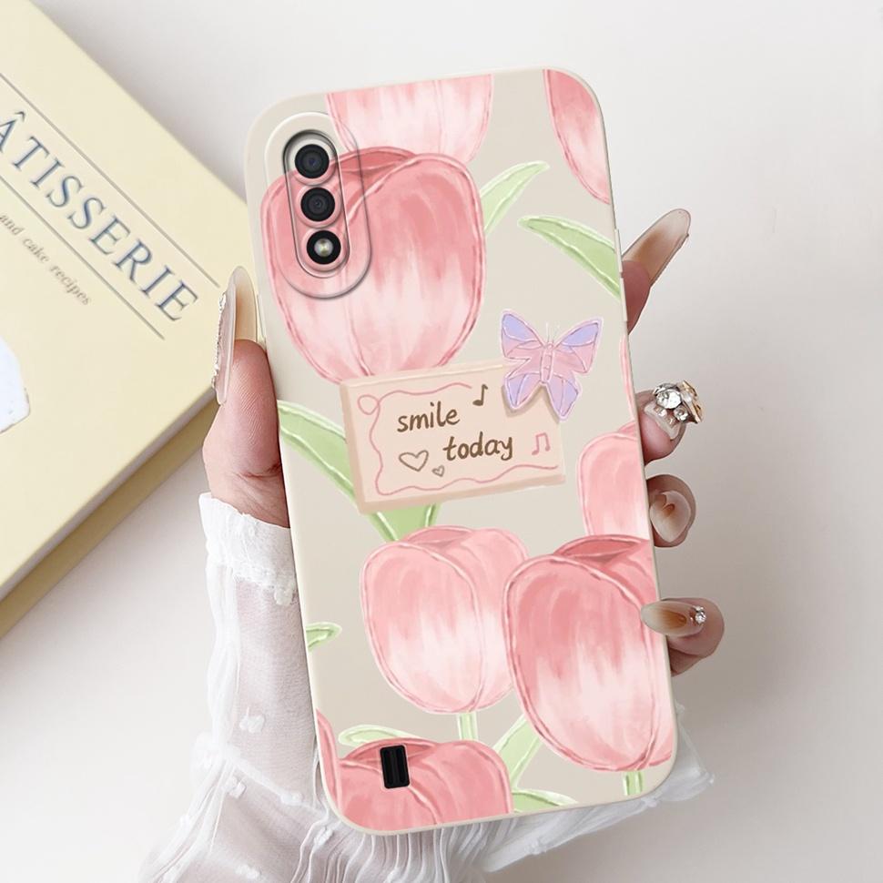 For Samsung Galaxy A01 Case Fashion Flower Painted Cover Soft TPU Matte Phone Case for Samsung A01 GalaxyA01 SM-A015F TPU