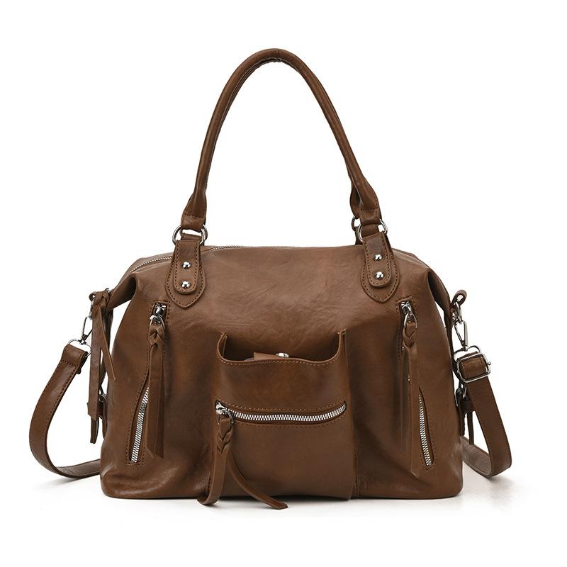 Large capacity American retro shoulder tote bag 2025 autumn new foreign style commuter oblique span bag portable underarm bag