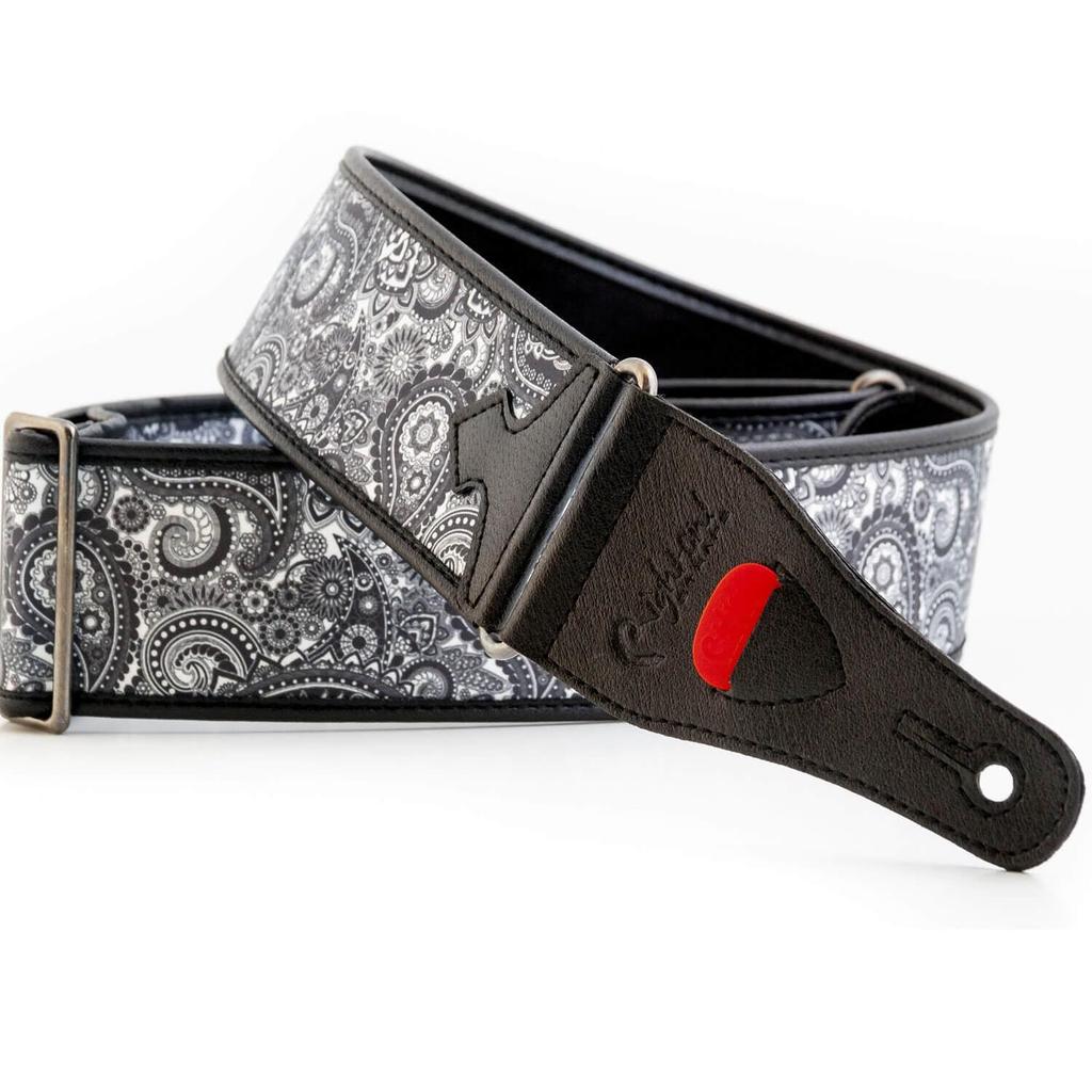 STRAPS 6cm KASHMIR GRS GREY RightOn! Guitar/Bass Strap, Wide, 95-150cm,