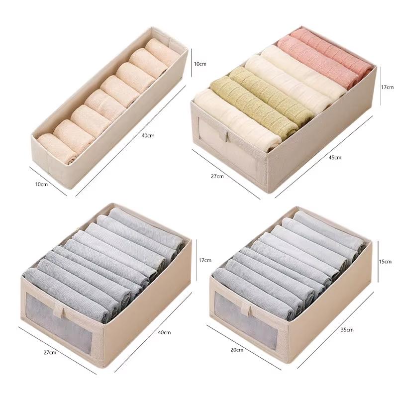 Clothes Storage Box For Household Visible Wardrobe Storage Organizers Foldable T-Shirts Jeans Underwear Pants Organizer Box