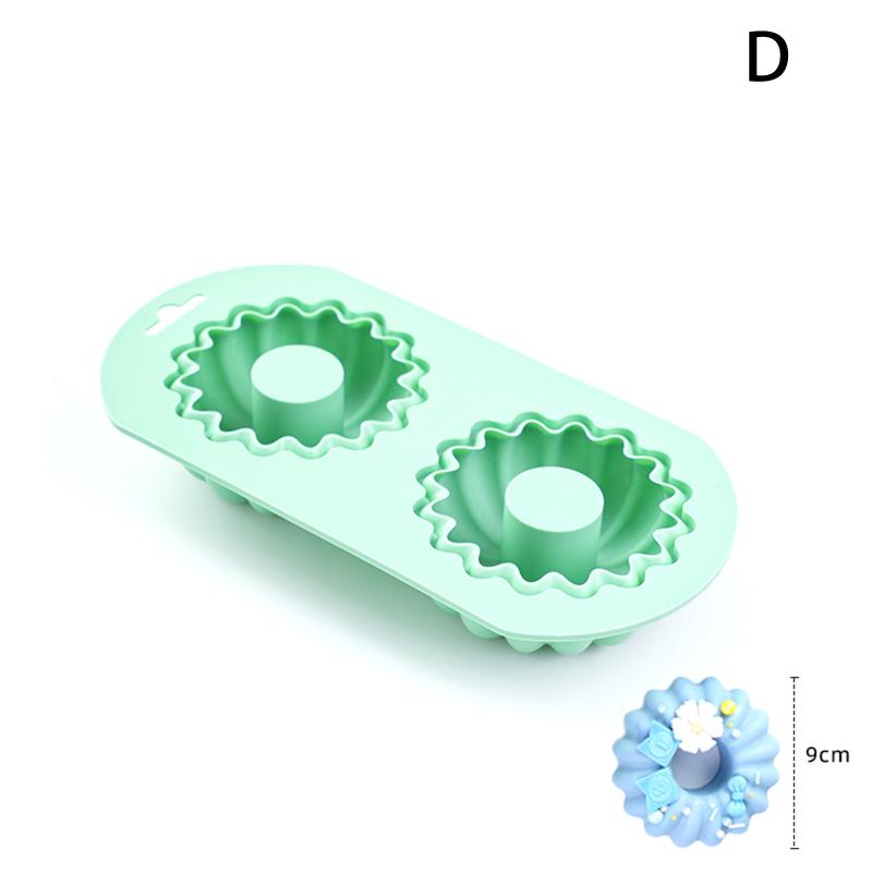 

2 Cavity Heart Round Lace Grooved Baking Mousse Cake Pudding Dessert Chocolate French Pastry Silicone Molds