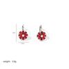 1 Pair Blue Flower CZ Zirconia Hoop Earrings for Women Girl Daily Wear Party Wedding Gift
