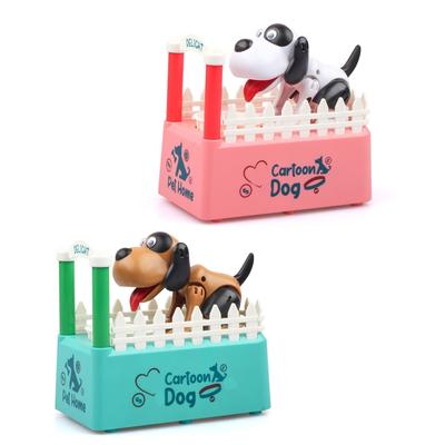 Green/Red Piggy Bank Plastic Toy, Cute Dog Simulation Fence Coin Bank Box for Children Kids Gift