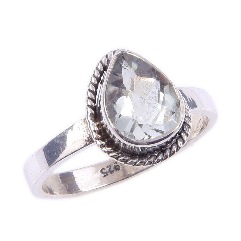 Pierre précieuse Améthyste Verte Naturelle Fait Main Argent Sterling Massif 925 Bague T.6 d6d54